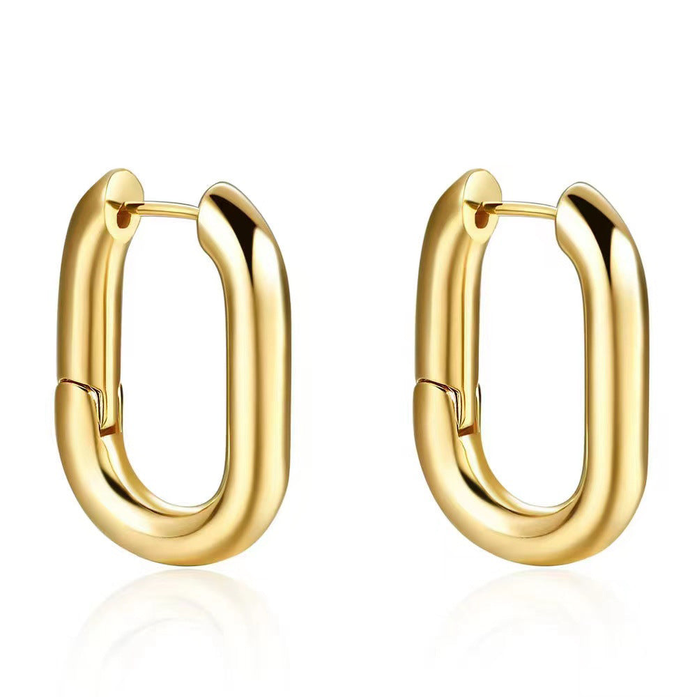 Gold Oval Huggie Earrings