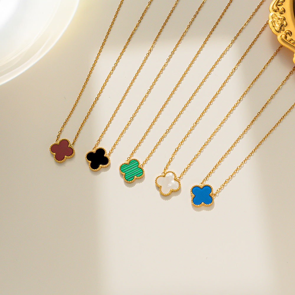 Pink Clover Necklace - Single Clover Necklace - Clover Pendant Necklace