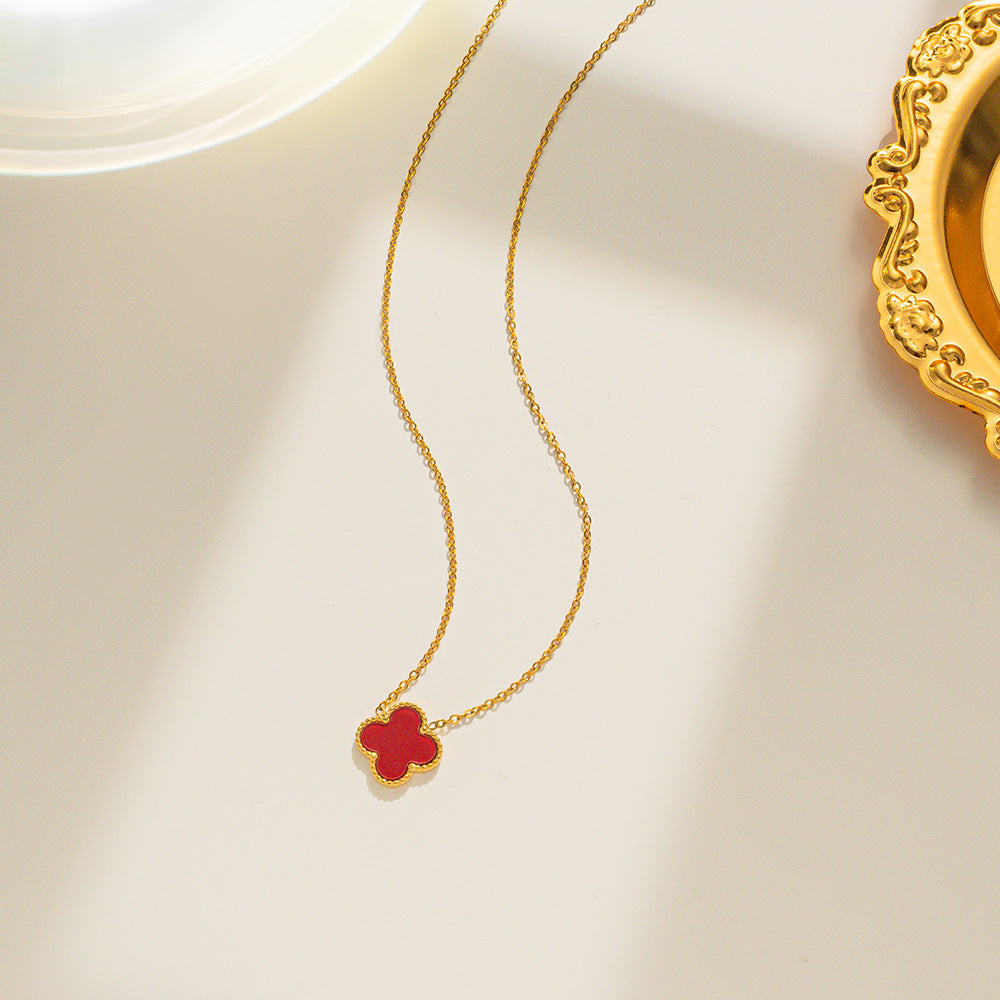 Red Single Clover Necklace