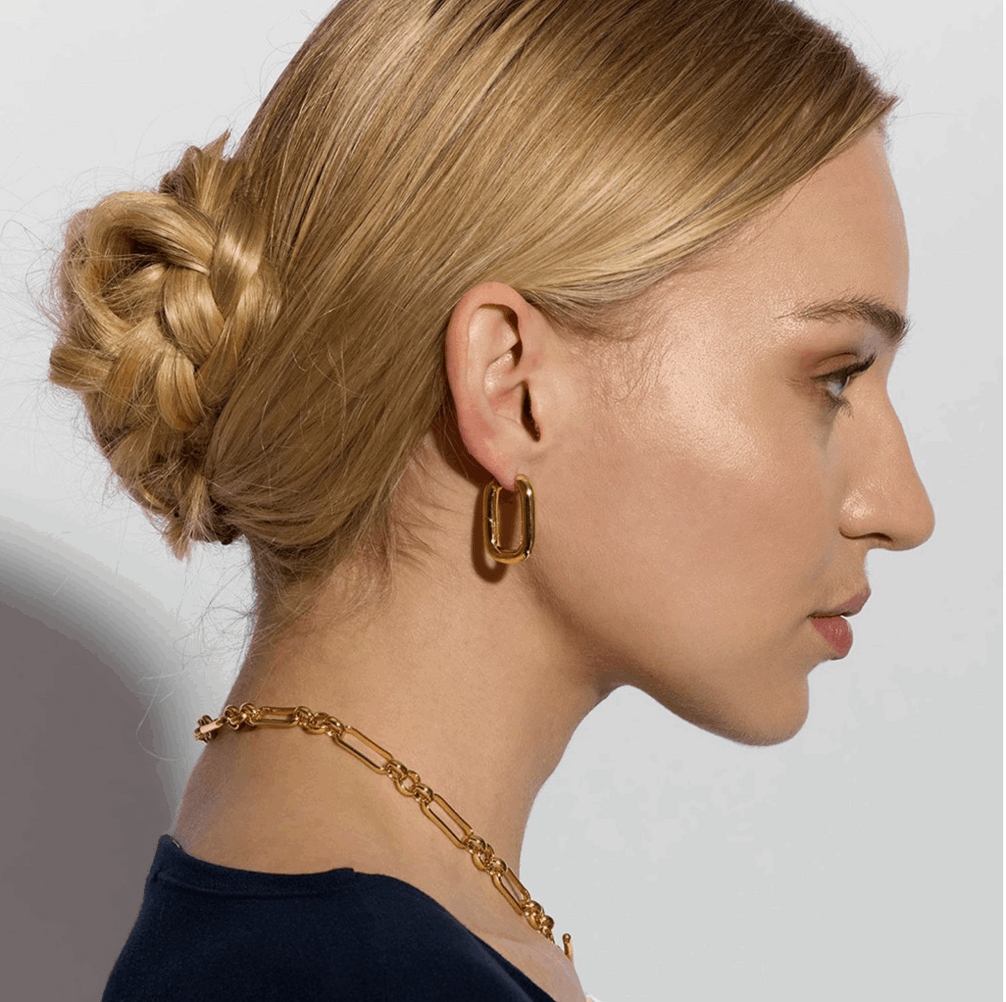 Gold Oval Huggie Earrings