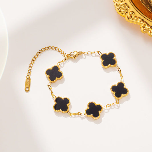 Black Clover Bracelet - Four Leaf Clover Bracelet