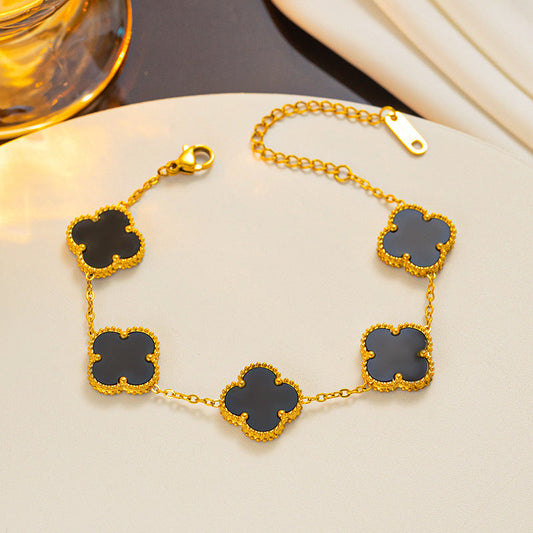 Black Clover Bracelet - Four Leaf Clover Bracelet