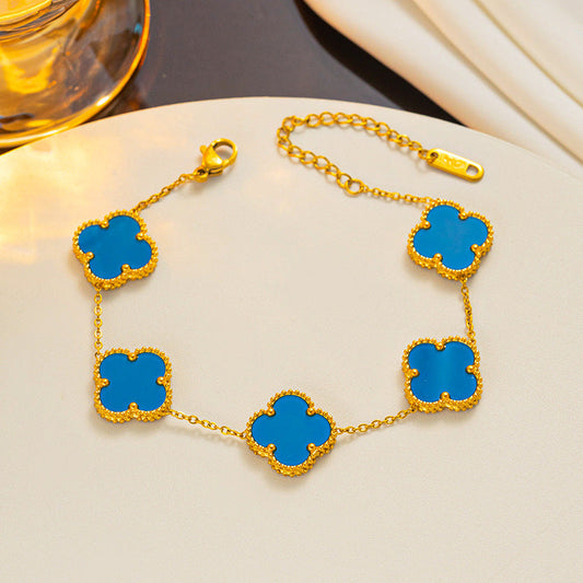 Blue Clover Bracelet - Four Leaf Clover Bracelet