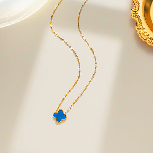 Blue Single Clover Necklace