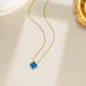 Blue Single Clover Necklace