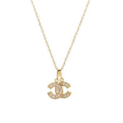 CC Necklace - Double C Necklace, white background