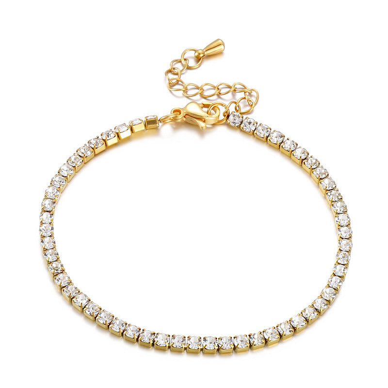 Cubic Zirconia Tennis Bracelet with gold backing, white background