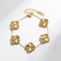 Stainless Steel Gold clover bracelet, white background