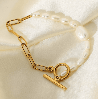 Gold and Pearl Bracelet - Paperclip & Pearl Bracelet, on sheet