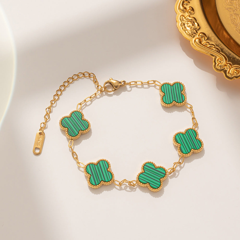Green Clover Bracelet - Four Leaf Clover Bracelet