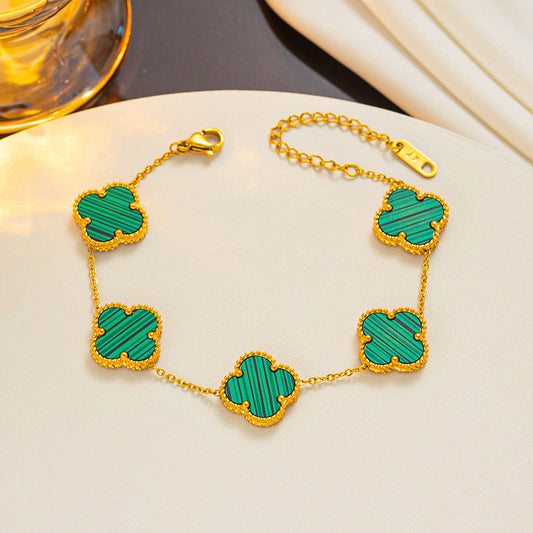 Green Clover Bracelet - Four Leaf Clover Bracelet