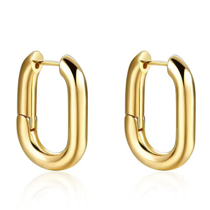 Gold Oval Ear Rings