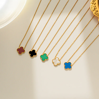 White Clover Necklace - Single Clover Necklace - Clover Pendant Necklace