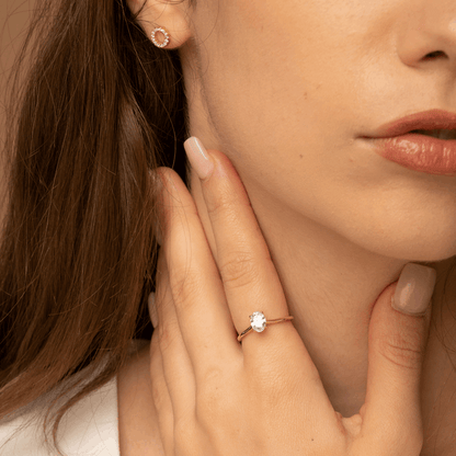 Oval Crystal_ring - Cubic Zirconia Gold Ring