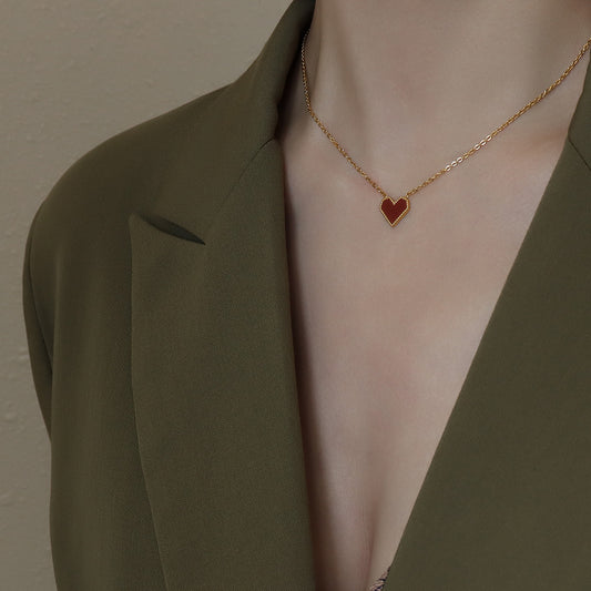 Red Heart Pendant Necklace - Heart Shaped Necklace