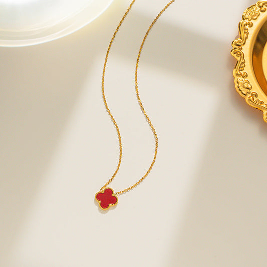 Red Single Clover Necklace