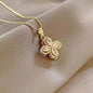 Rotating Flower Necklace with Crystals - Spinner Necklace
