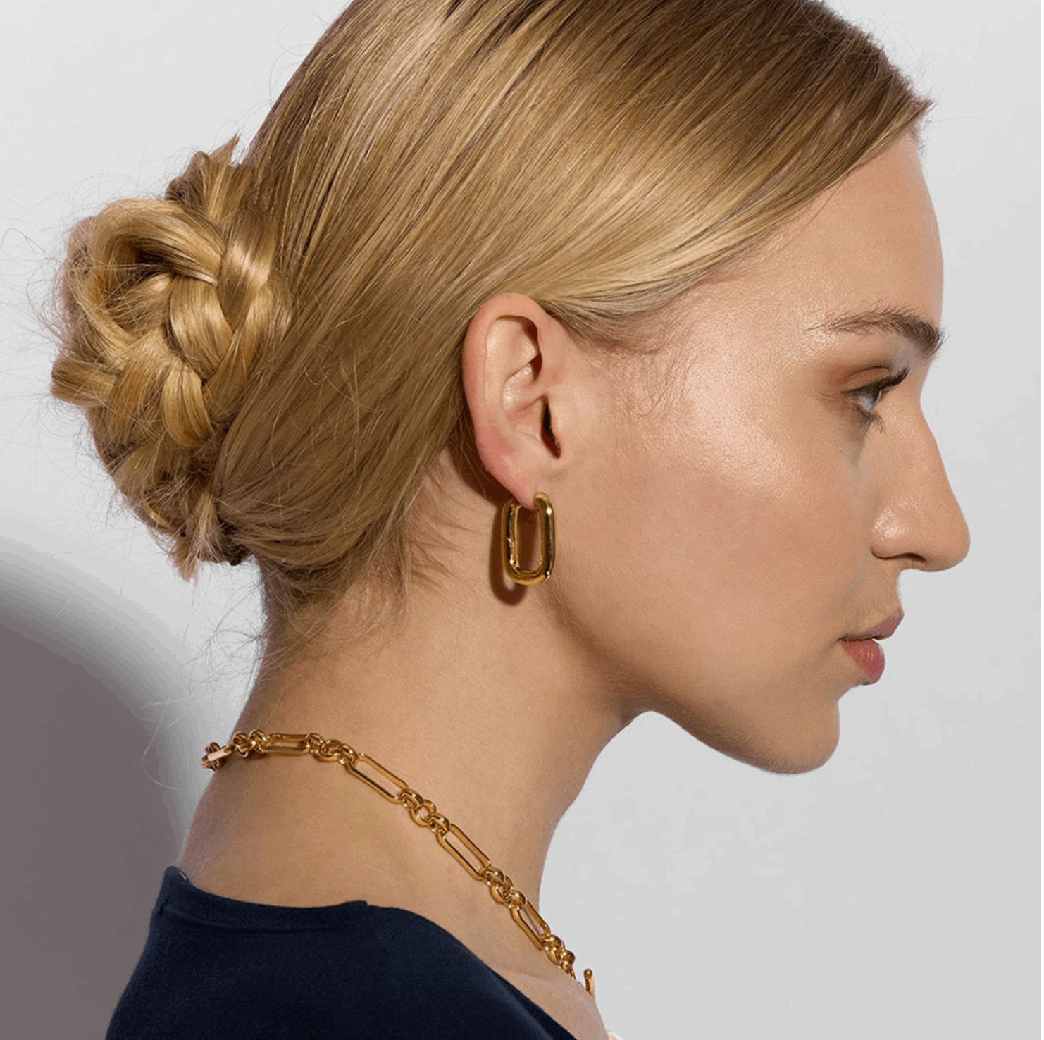Gold Oval Huggie Earrings