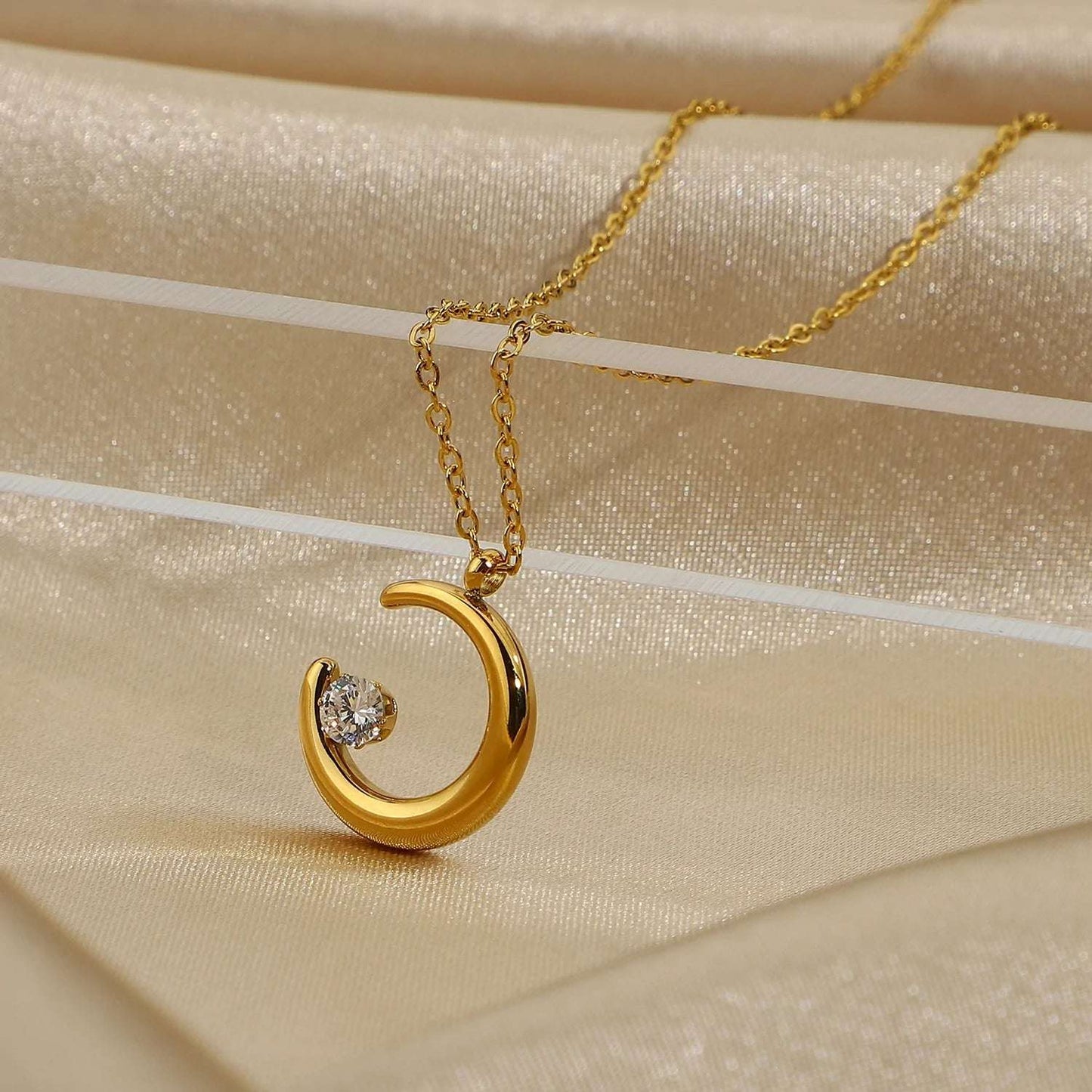 Crescent Moon Crystal Necklace