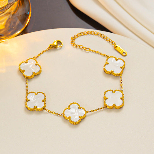White Clover Bracelet - Four Leaf Clover Bracelet