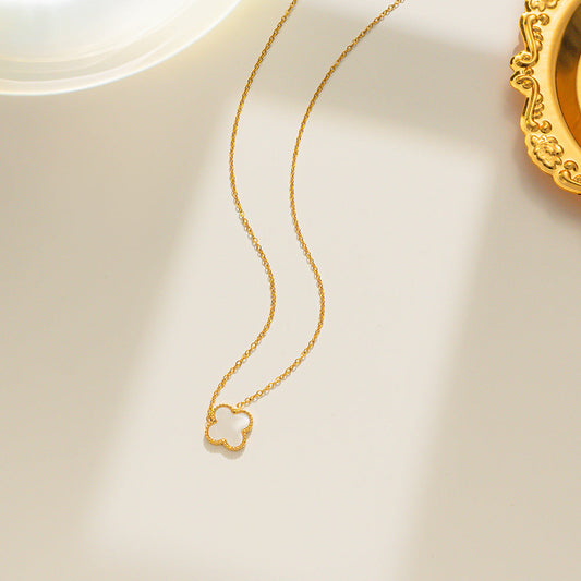 White Single Clover Necklace