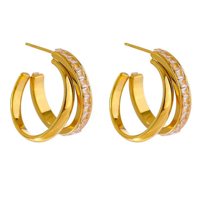 Gold-Crystal Ear Rings